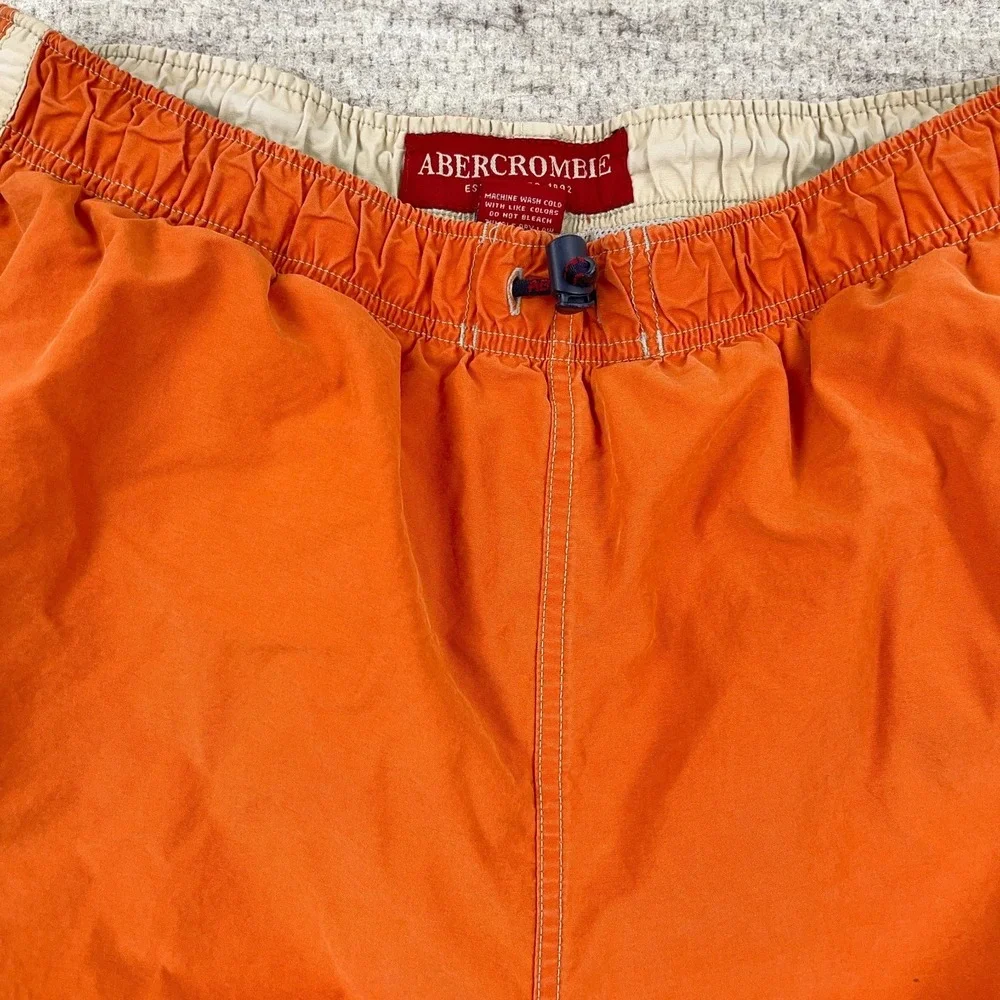Vintage Y2K Abercrombie &‎ Fitch Swim Trunks Cargo Borad Shorts Orange 2000s